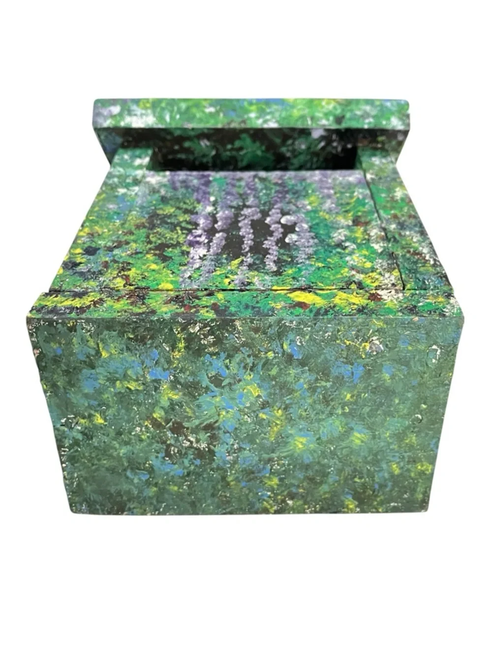 Unique Hand-Painted Floral Wooden Birdhouse - Multi-Color Green & Purple NWT
